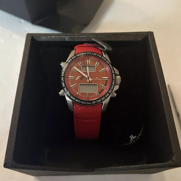 Men's Jacques Lemans Formula 1 World time analog/digital Red carbon fiber dial - Picture 2 of 3